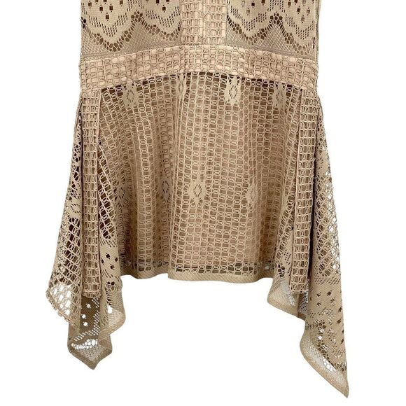 NEW Anna Sui Dress Drop Waist Sleeveless Crochet/Lace Handkerchief Hem | Size 2 - Picture 10 of 14